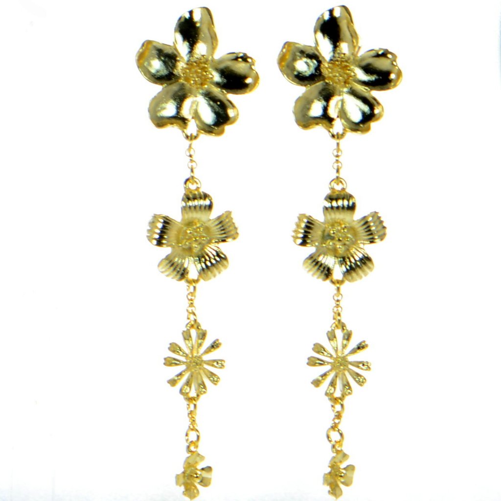 Carolina Herrera Gold-Tone Floral Chain Drop Clip-On Earrings 199$